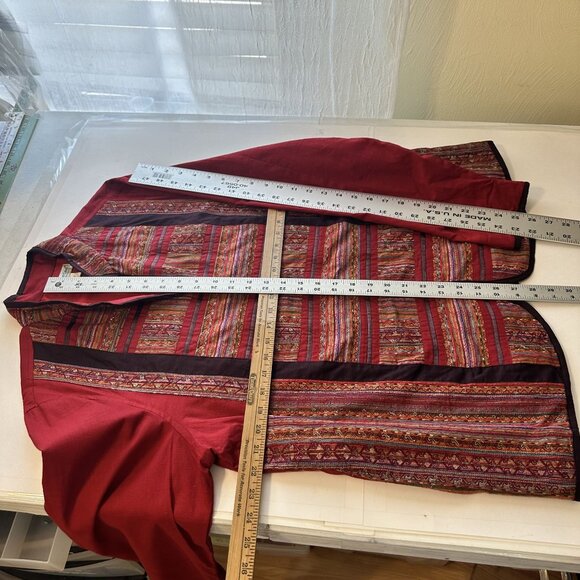 Coldwater Creek Womens Red Embroidered Jacket Large Pockets Ethnic Cotton - Picture 4 of 11